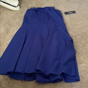 blue strapless Lulu’s dress